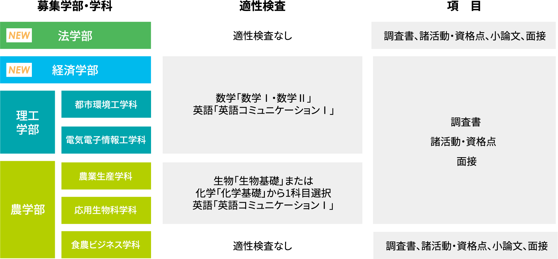 女子特別入試 選別方法