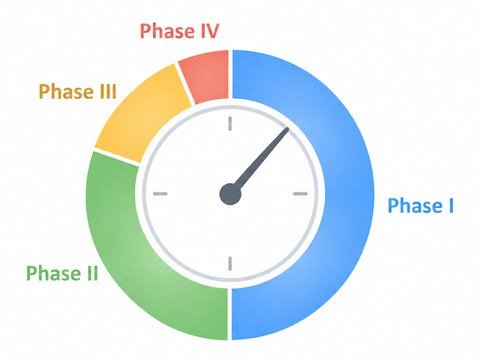 IMMCのPhase IからIVまでの時間配分を示す円形図