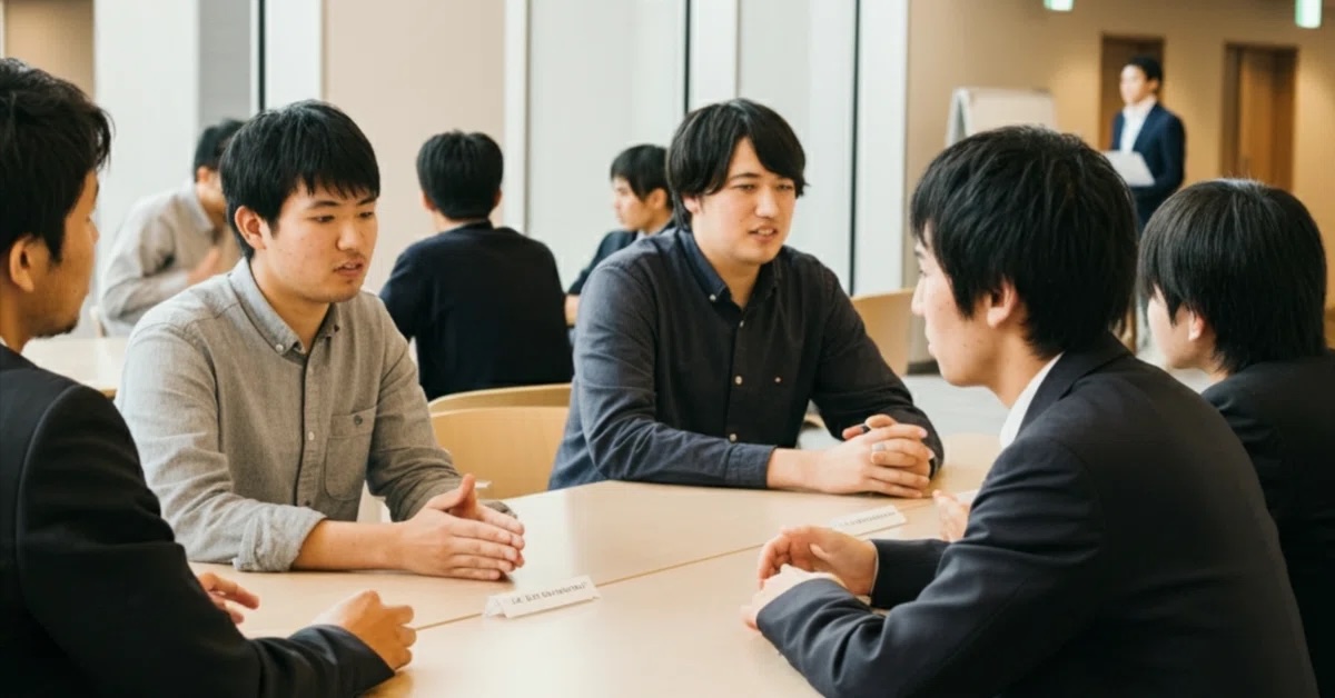 学生が円卓を囲んでディスカッションしている様子