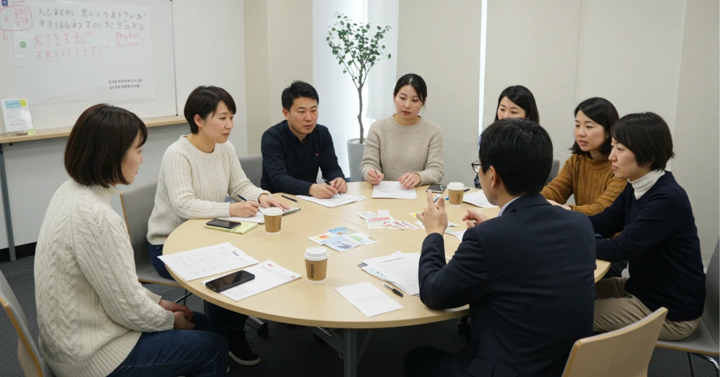 チームでディスカッションしている様子