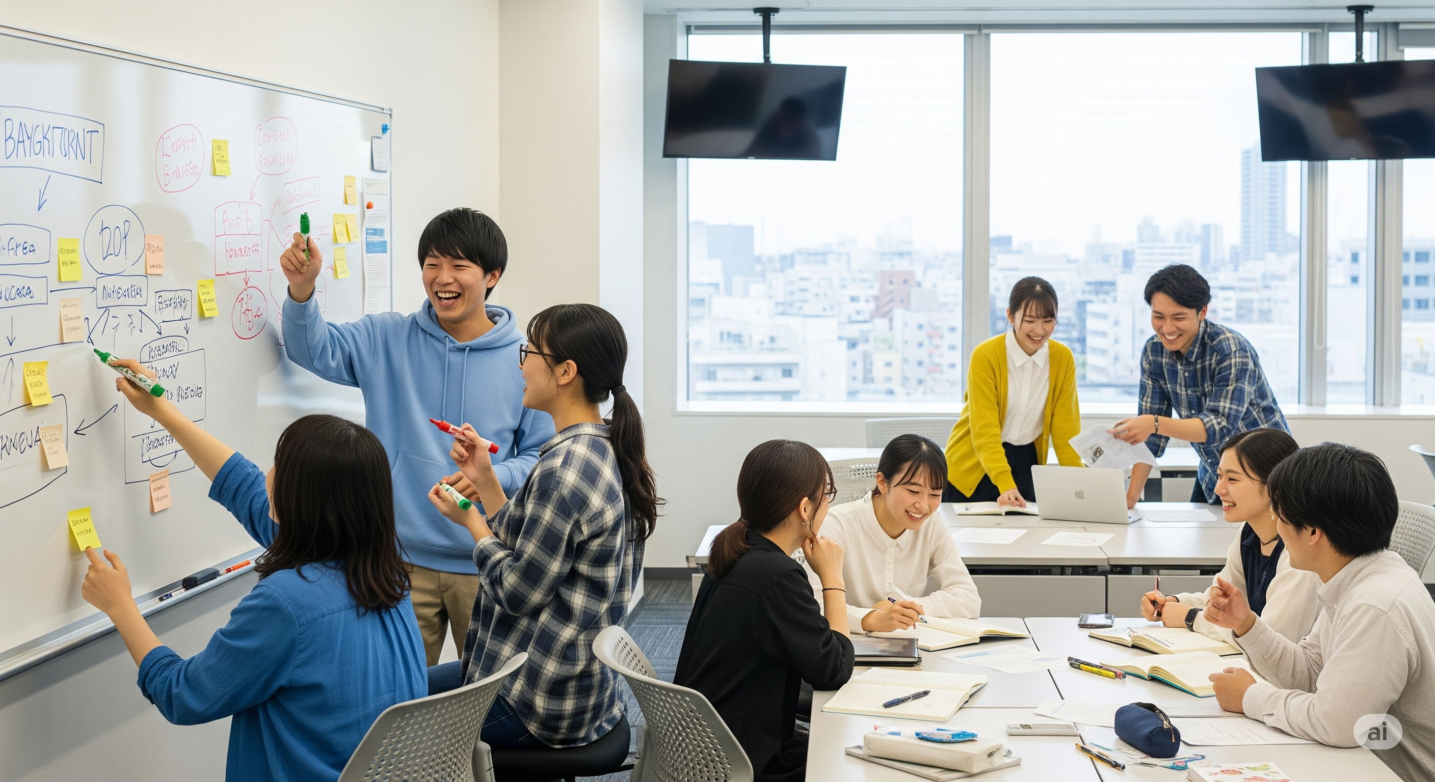 学生が協力して学んでいる様子