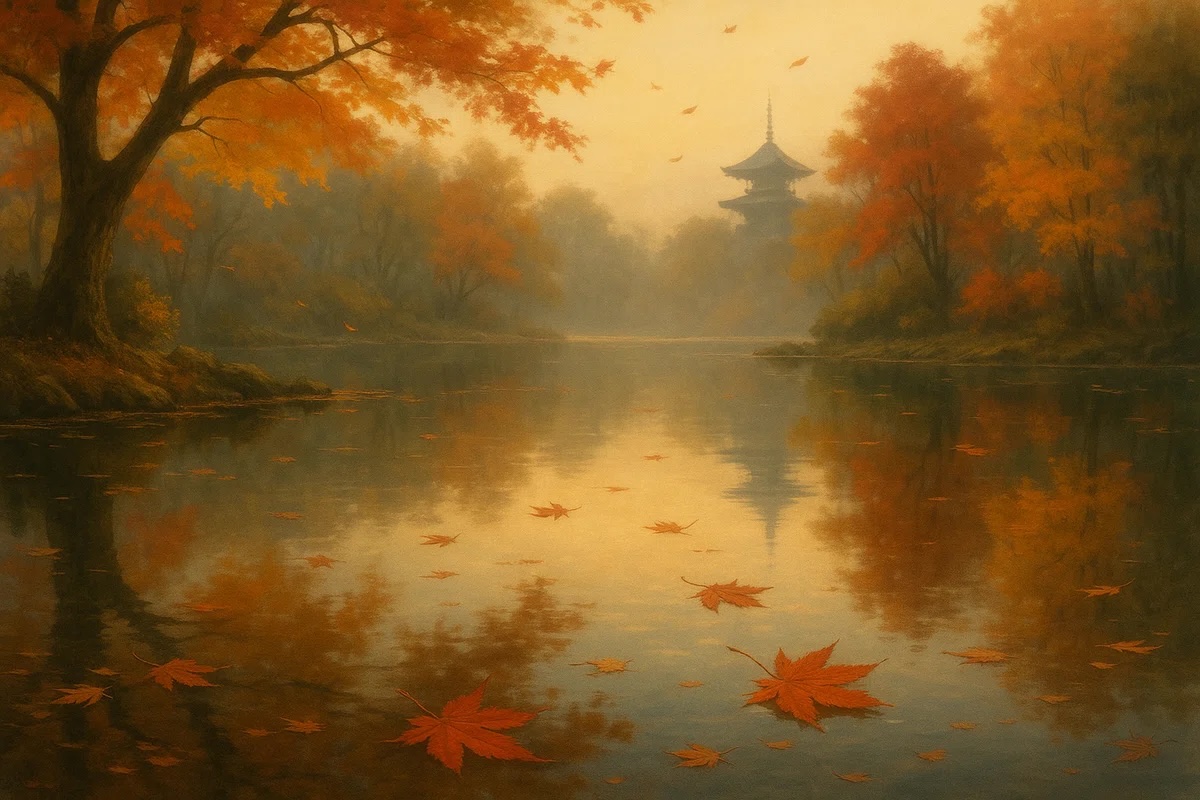水面に浮かぶ紅葉